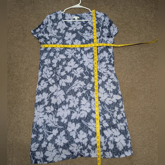 J. Jill Pure Linen Scoop Neck Floral T-Shirt Dress Women's Small - Picture 9 of 10